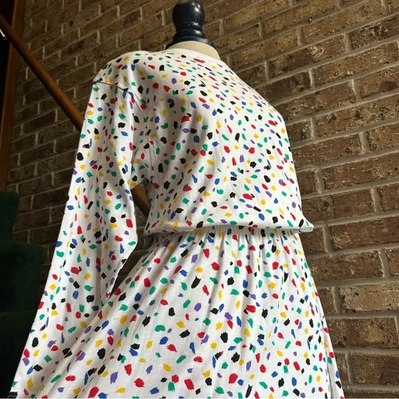 John Bull | Dresses | Vtg 8s 90s Nwt White Rainbow Confetti Abstract Artsy  Colorful Long Sleeve Dress | Poshmark